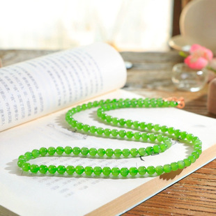 Jin Yutang Xinjiang Hetian Jade Jasper Bead Round Jade Run Necklace Jade Warm and Fine Whole String Polished and Round