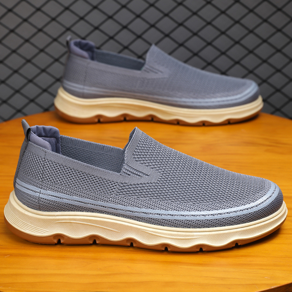 Zapatos de hombre de verano de un solo pie, zapatos casuales de hombre de malla transpirables, cómodos y grandes zapatos de skate transpirables de moda.