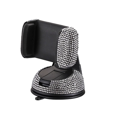 Diamond-Encrusted Car Phone Holder 360 ° Rotating Suction Cup Dashboard Navigation Stand, Universal Model (Car phone holder) - white