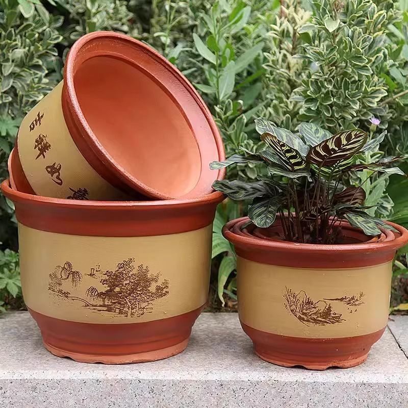 Extra-Large Ceramic Purple Clay Red Coarse Pottery Flower Pots Bonsai Floor Pots Clearance Wholesale Flower Pot Set Combination Factory Extra-Large Ceramic Purple Clay Red Coarse Pottery Flower Pots Bonsai Floor Pots Clearance Wholesale Flower Pot Set Combination Factory