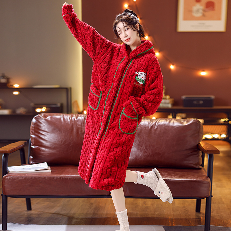 B009 빨간 목욕 가운 싱글 가운