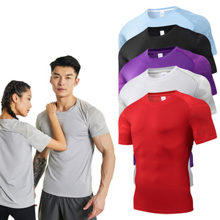 2024 new summer short-sleeved men's sports T-shirt men's and women's couple's quick-drying running clothes girls' fitness yoga clothes