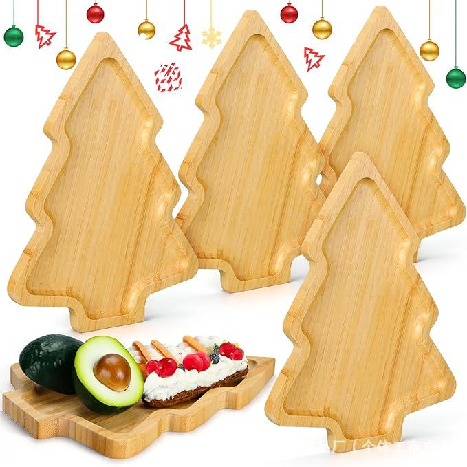 Cross-Border Wooden Christmas Tree Tray Children's Day Decoration Fruit Snack Tray Party Deli Dessert Tray Dinner Plate