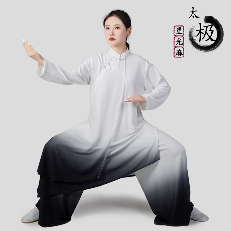 White with black gradient Tai Chi Clothing wushu tai ji quan suit For women men wushu performance tai chi uniforms for men and women suits female