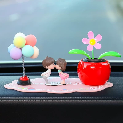 Car Ornaments, Creative and Cute Car ornaments - pink-and-white-couple-red-sunflower-balloon-pink-pad