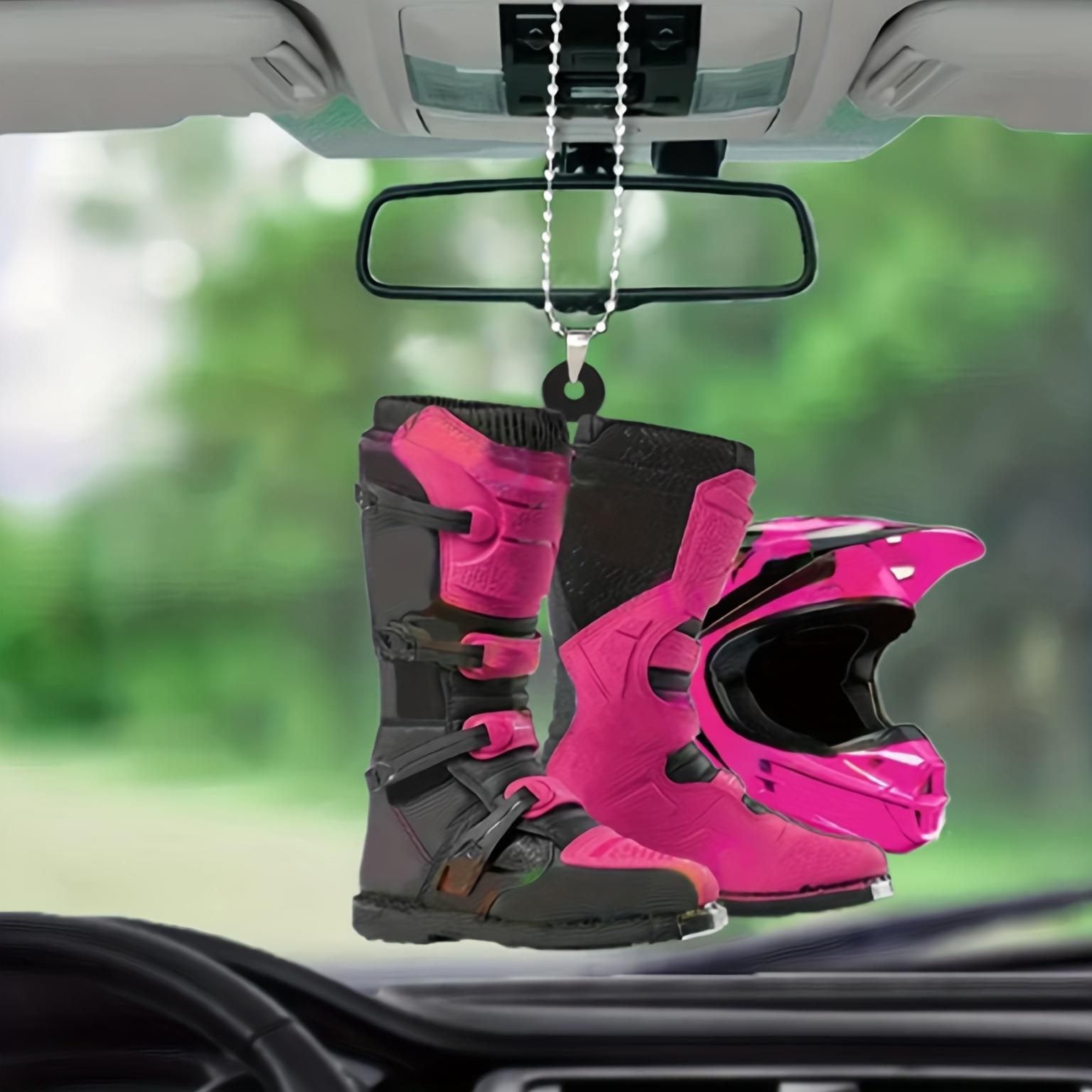 24 años de nuevo casco creativo botas de rally acrílico colgante plano espejo retrovisor de automóvil colgante de Navidad