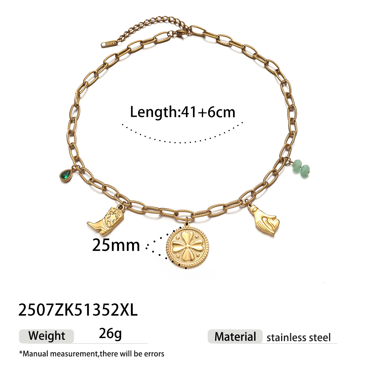 Collar de acero inoxidable TENA Europa y América lujo ligero de lujo alto sentido de cuatro hojas de Cuba cadena collar de titanio joyería transfronteriza
