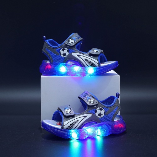 Boys' Sandals with Lights  Summer New Children's Beach Shoes 1-6 Years Old Soft Soled Boys Sandals