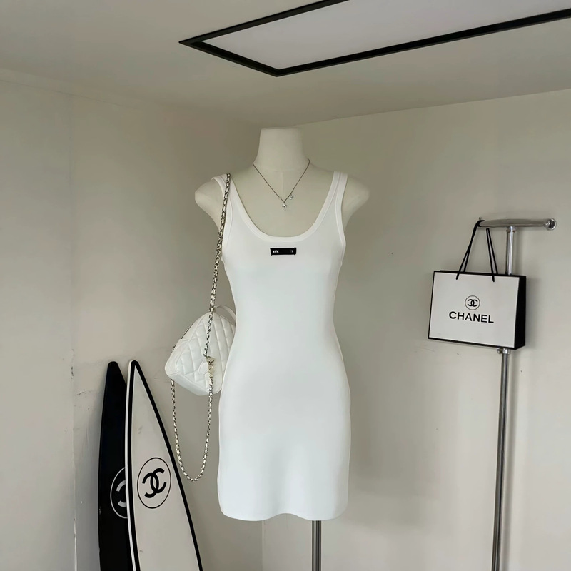 Miu-Style Knitted Vest Dress for Women, Summer Pure Desire Style, Slimming, Versatile, Bodycon Short Dress, in Stock