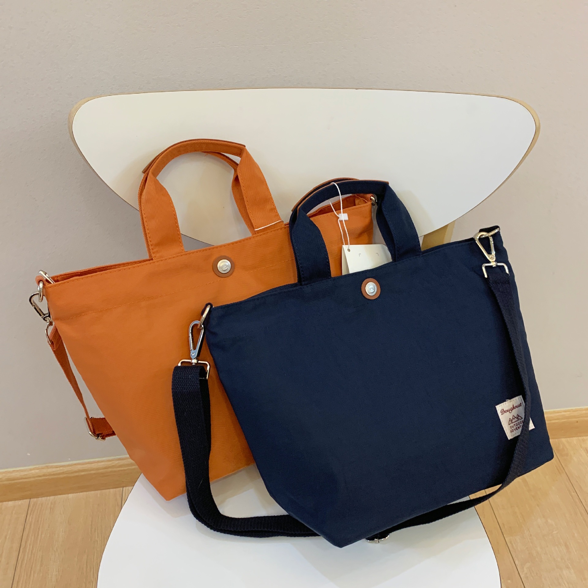 跨境外贸时尚清新大容量帆布手提包甜甜圈百搭通勤防水尼龙托特包