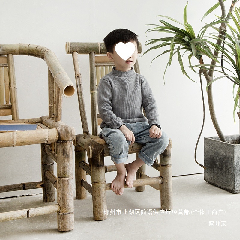 Fábrica directa silla de bambú silla de respaldo hecha a mano vieja silla de bambú tejido de caña silla casera pequeño taburete de bambú adulto bambú image 4