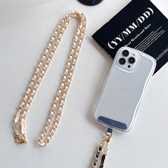 Women's Small Scentsmill Leather Crossbody Long Chain Phone Strap Shoulder Strap Necklace Electroplated Metal Chain High-end