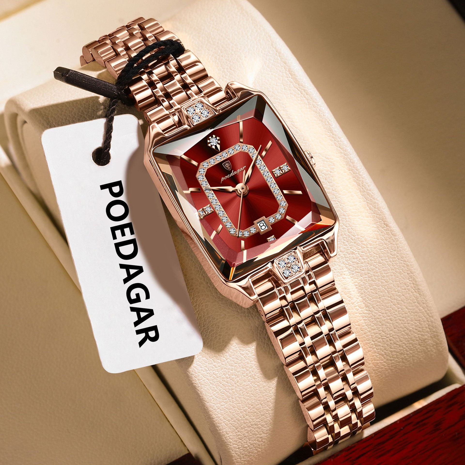 785 rose gold red steel belt model
