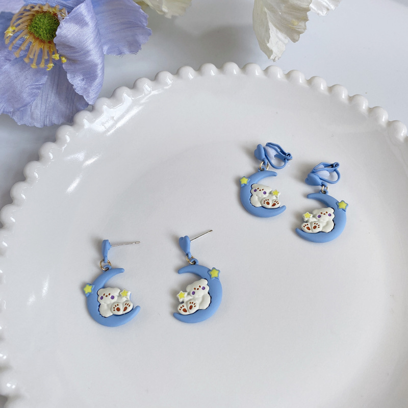 1 Pair Cute Bear Patchwork Alloy Drop Earrings display picture 1