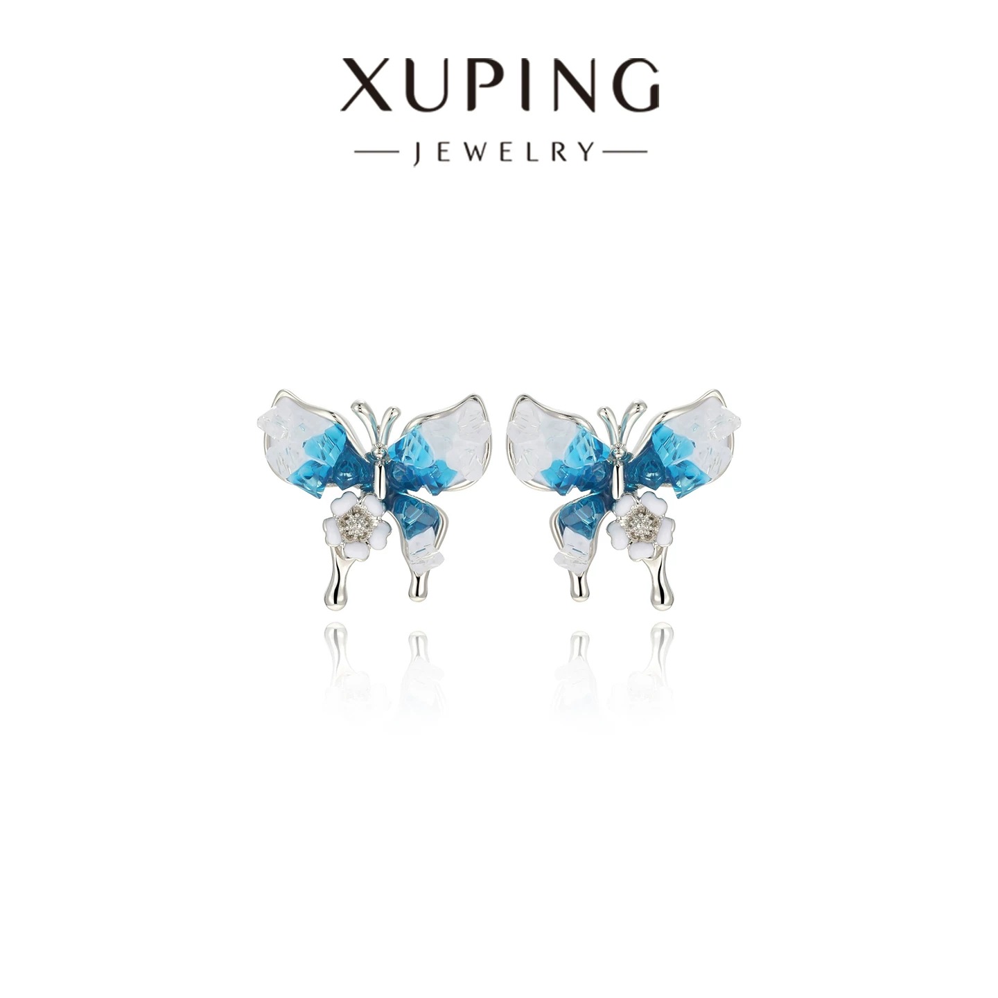 Xuping goteo serie de papilla azul gradiente pernos de orejas de nicho de temperamento femenino nuevo diseño de alta sensación fácil de usar auriculares
