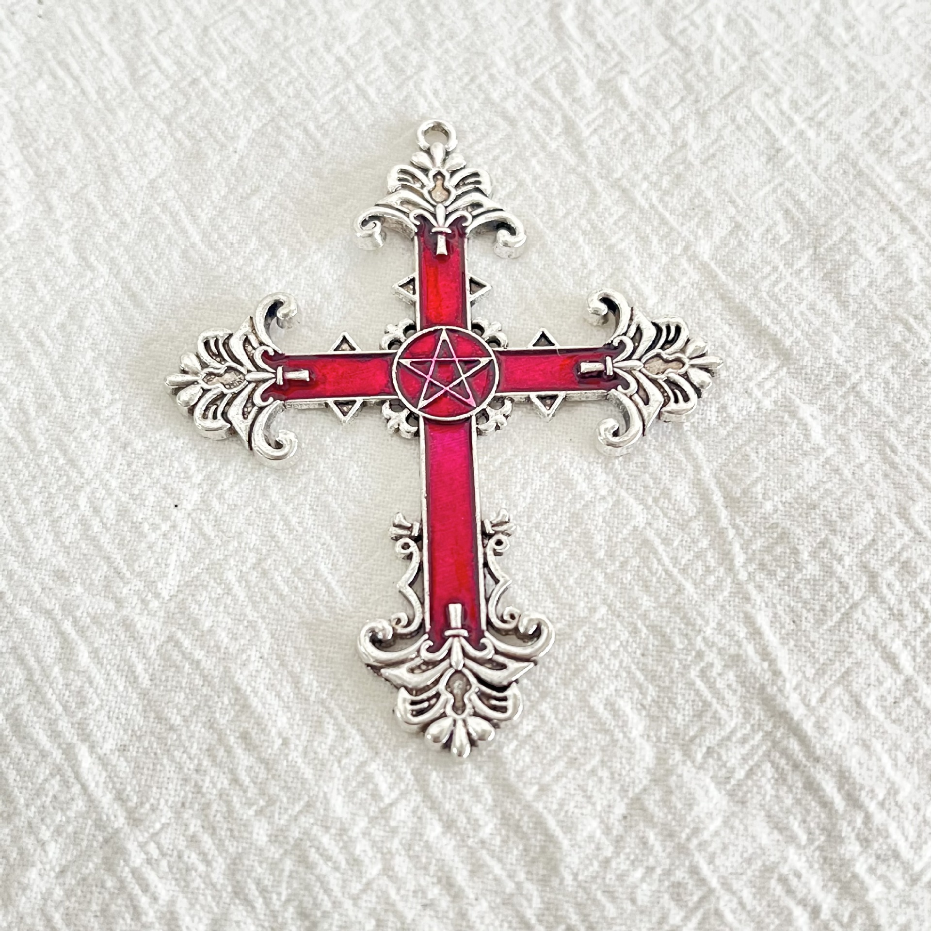 Accesorios de joyería de aleación de bricolaje Colgante de cruz de plata retro Pulsera Collar Pendientes Decoración de ropa Colgante