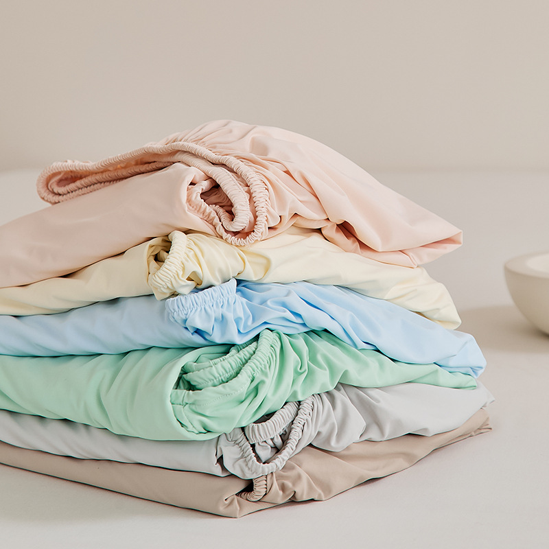 2025 new cool feeling day snow silk bed hat single summer can be naked ice silk bed cover three-piece mattress protector