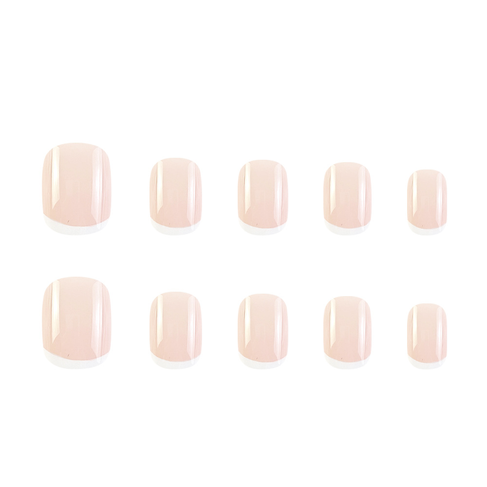 Comercio extranjero venta en caliente polvo desnudo bordes blancos manicure francés simple suave viento desgaste de uñas 24 piezas de parche de uñas
