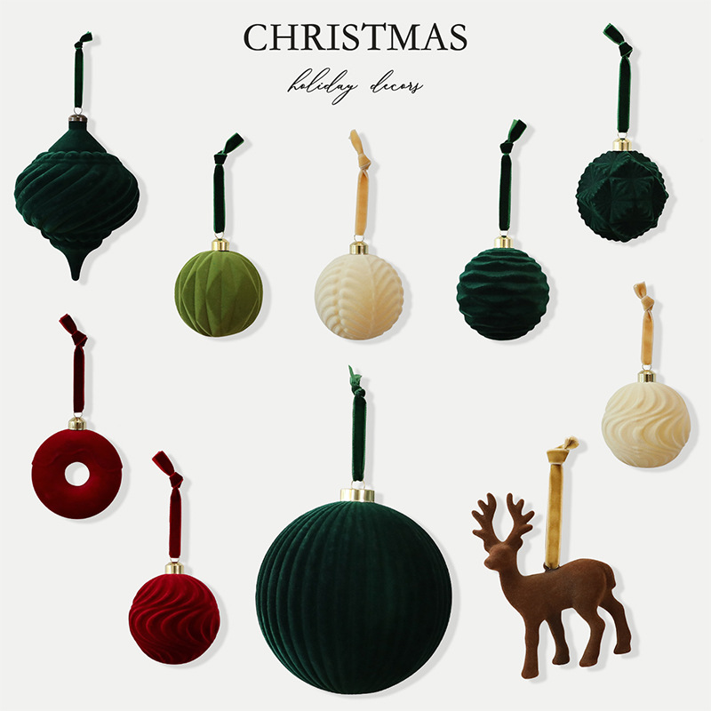 Cross-border bestseller: Christmas decorative balls, plastic painted flocking balls, Christmas tree hanging ornaments, scene decoration supplies