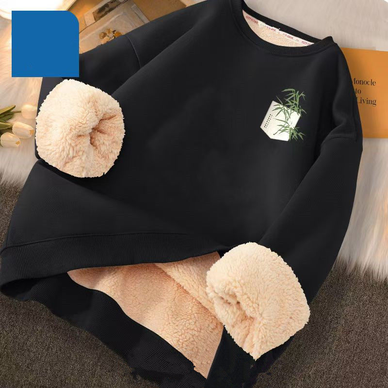 Sweatshirt Men's Winter Cashmere Round Neck Fleece-Lined Jacket for Teenagers and Students Trendyy Heavy Pullover 1/2 Sweatshirt Men's Winter Cashmere Round Neck Fleece-Lined Jacket for Teenagers and Students Trendyy Heavy Pullover 1/2