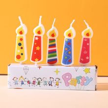 新款卡通生日蜡烛印花火焰浪漫复古彩色5只仿真火苗造型蛋糕蜡烛