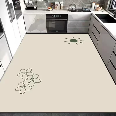 Erasable Kitchen Pvc Floor Mat, Non-Slip, Oil-Proof, Waterproof, Household Foot Mat, Entryway, Foyer, Anti-Dirt Leather Carpet (Avtomobil döşəmə paspasları) - sunshine-garden-60-x-90cm