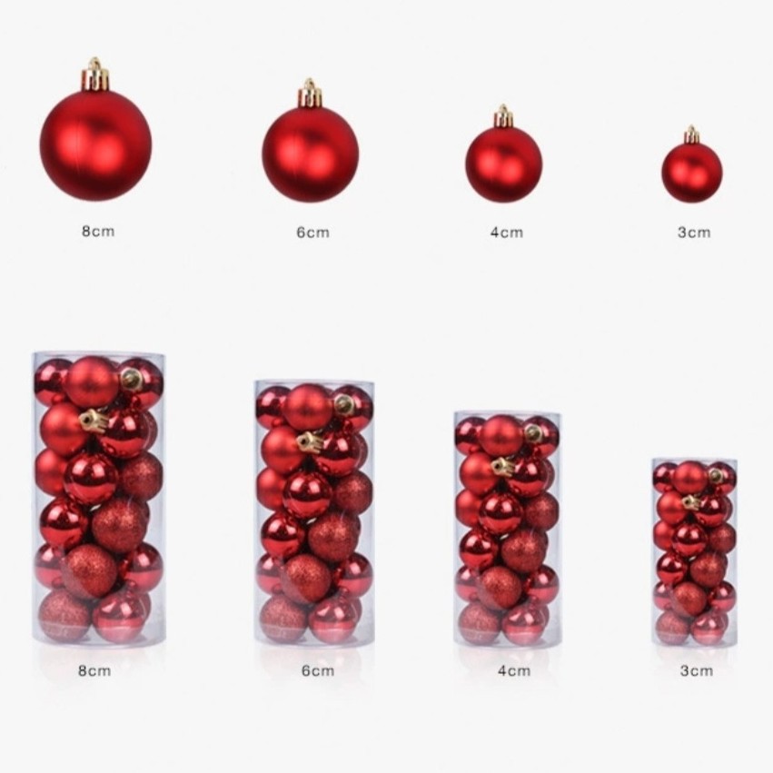 Decoración de Navidad brillante polvo de árbol de Navidad bola de decoración bola de Navidad mixta bola de plástico clásica