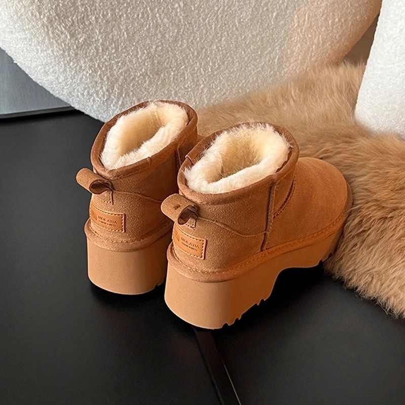 Nouvelles bottes courtes sirène à semelles épaisses Bottes de neige pour femmes Fourrure Un tube court Hiver avec des chaussures en coton pour femmes_voghion.com