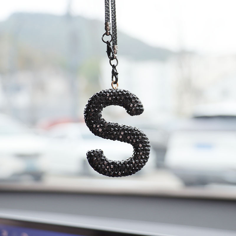 Letter bow clay car interior accessories pendant ladies rhinestone car rearview mirror pendant pendant