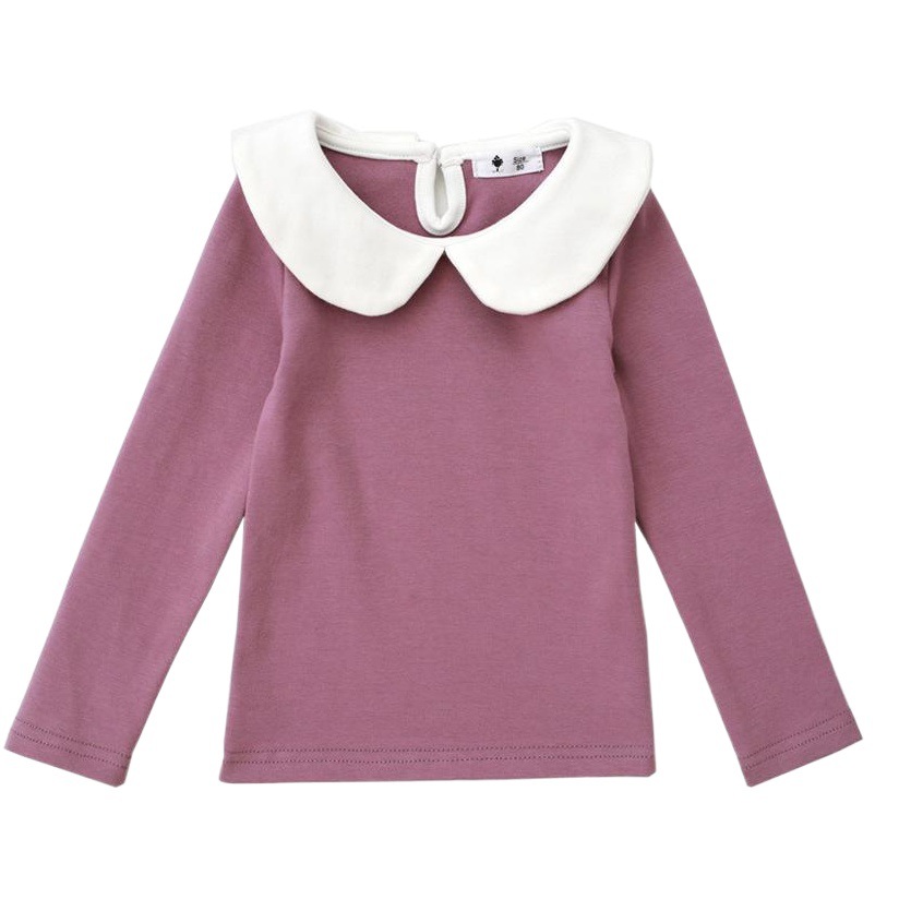 Camiseta de manga larga con cuello de muñeca de estilo occidental para niñas 2022 Primavera y otoño solapa blanca camisa de fondo de bebé Camiseta de algodón para bebés