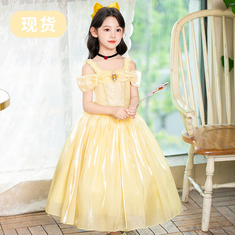 2024 Beauty and the Beast Belle Mesh Puffy Dress Gown Girls Belle Cosplay Princess Dress Sb02 2024 Beauty and the Beast Belle Mesh Puffy Dress Gown Girls Belle Cosplay Princess Dress Sb02