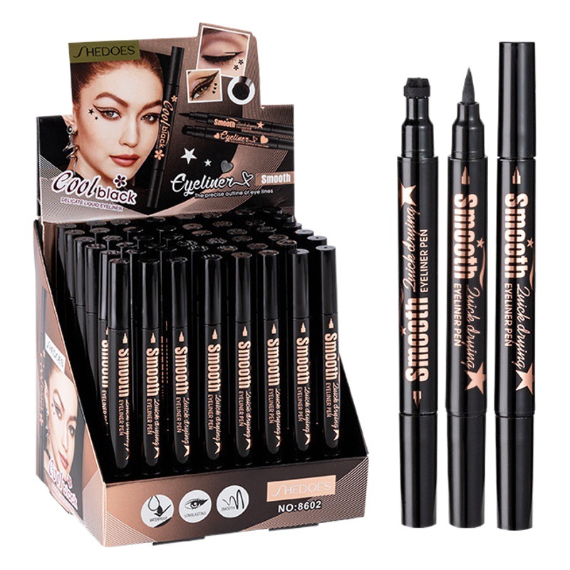 Shedoes transfronteriza caliente estrella de doble cabeza Plum Blossom Love Seal delineador de ojos impermeable suave de larga duración sin manchas