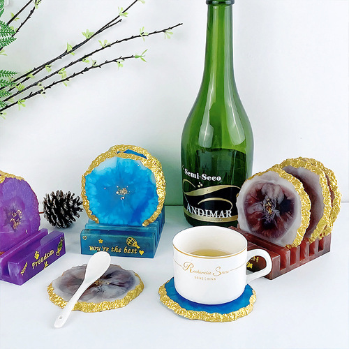 Crystal cluster coaster mold irregular tray tea cup diy crystal glue insulated cup holder ornament silicone mold