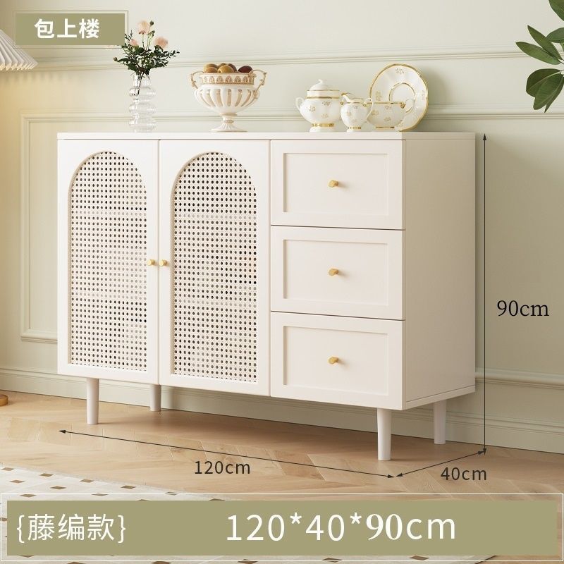 实木藤编餐边柜靠墙一体储物柜茶水柜收纳客厅2025新款置物柜|undefined
