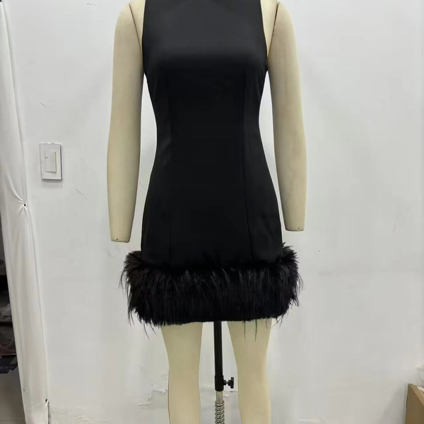 Design autumn solid color dress sleevless