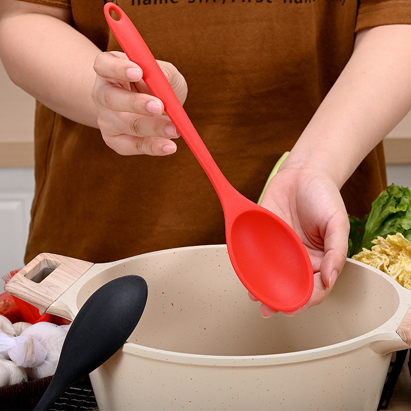 Cross-Border Spot Silicone Spoon Large High-Temperature-Resistant All-In-One Spoon Kitchen Cooking Rice Spoon