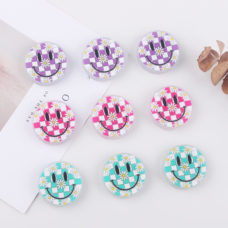 Productos creativos para bebés de bricolaje de dibujos animados silicona cara sonriente flor pequeña mordedor bebé molar cadena de pezón accesorios de mordedor