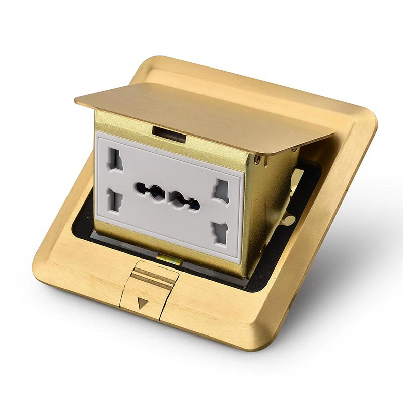 Ground socket all -copper invisible waterproof multi -functional home multi -functional six -hole floor ground cutting cutting plate