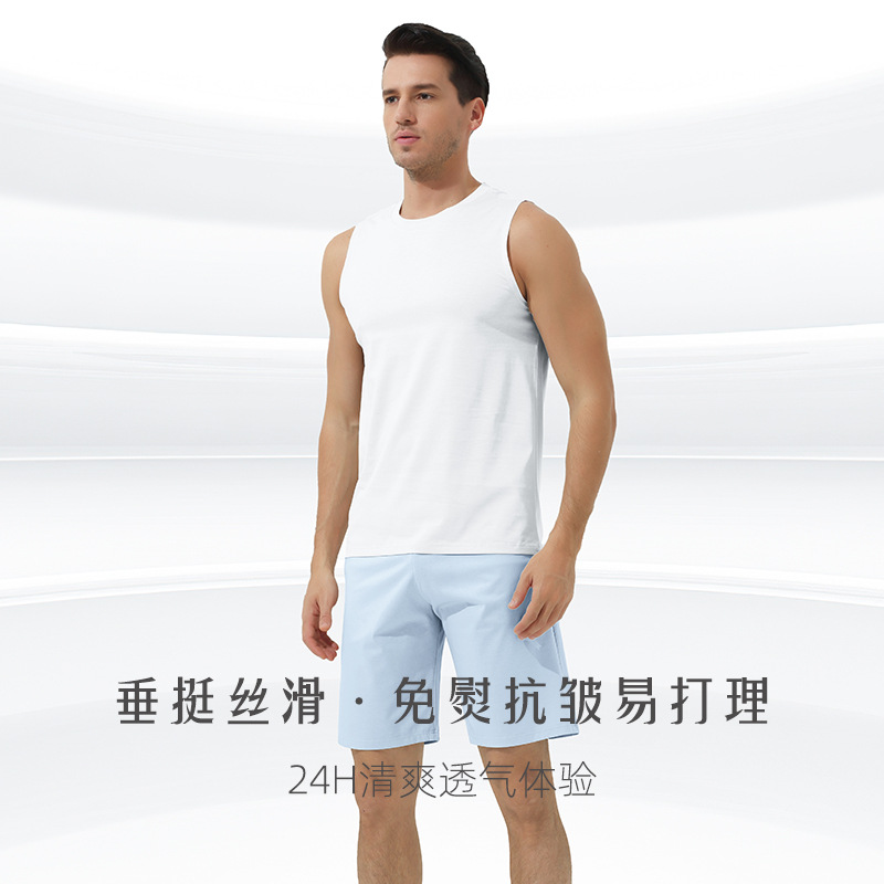Traje de verano de algodón mercerizado de lujo ligero para hombre, pijamas de ocio de fitness fino fresco, servicio a domicilio