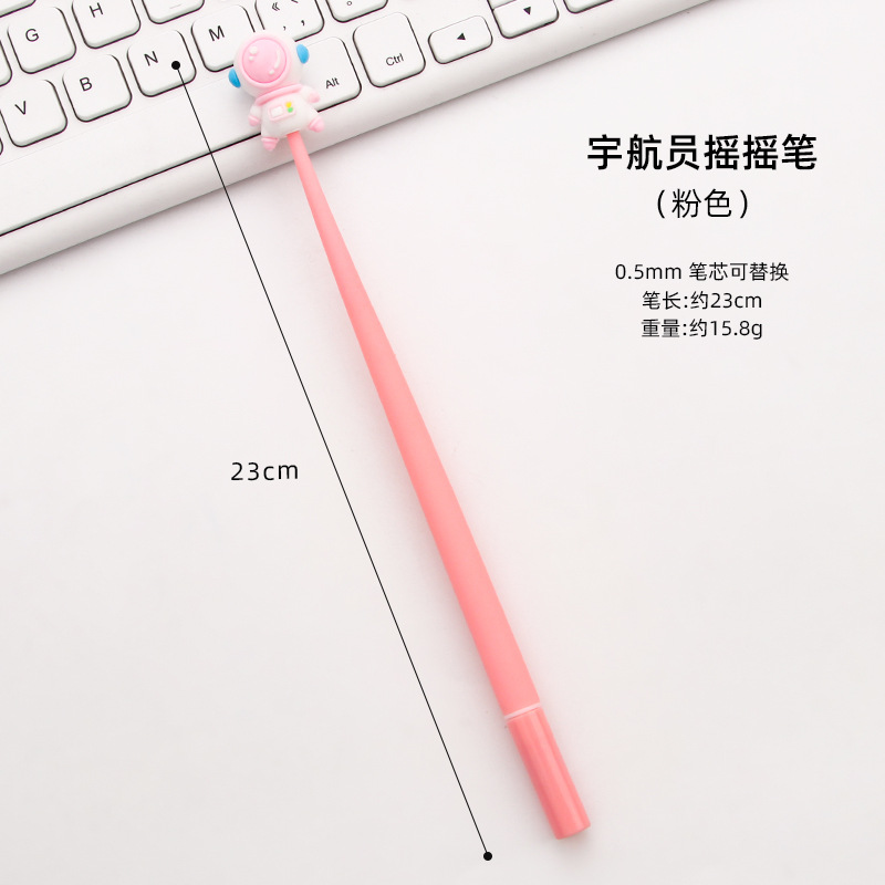 El nuevo astronauta sacude la pluma de gel de dibujos animados de goma suave de alto valor pluma de firma linda estudiante aprendizaje papelería