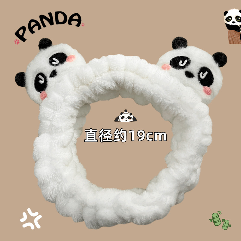 Banda para el cabello panda blanco de doble cabeza