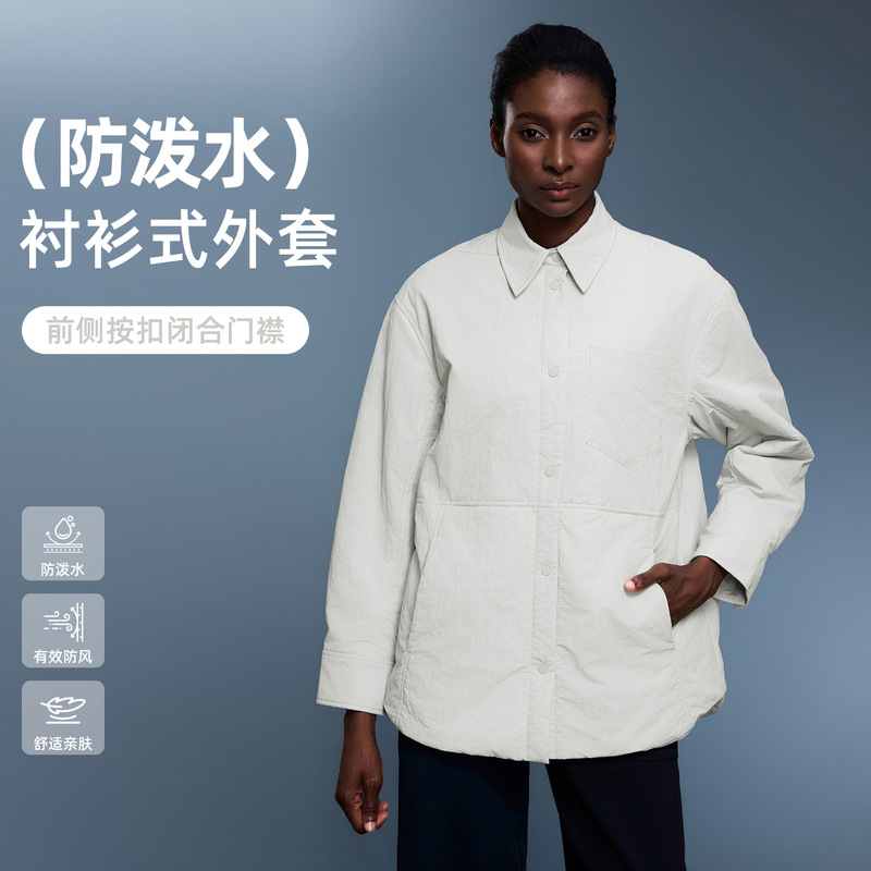 Polo Collar Quilted Cotton Shirt-Style Jacket for Women, Autumn and Winter Casual Versatile Age-Reducing Loose Cotton Coat D25123