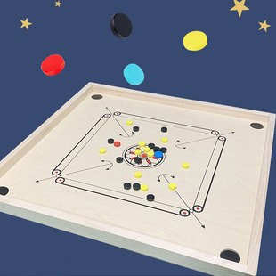 Wooden New Klang Chess Tabletop Hand Play Chess Carrom Board Double-Person Educational Table Game Parent-Child Interactive Toy