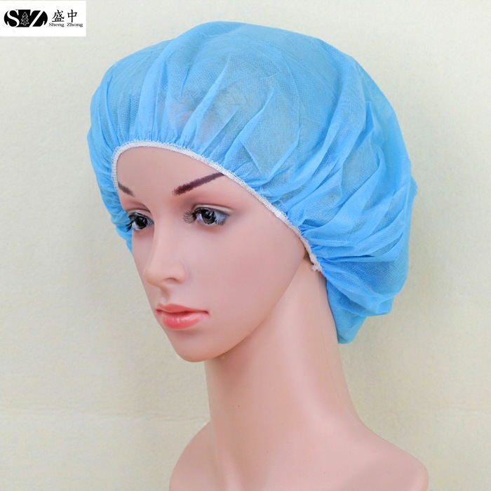 一次性帽子加厚耐磨防尘防水隔离无纺布圆帽食品帽100只/包包邮