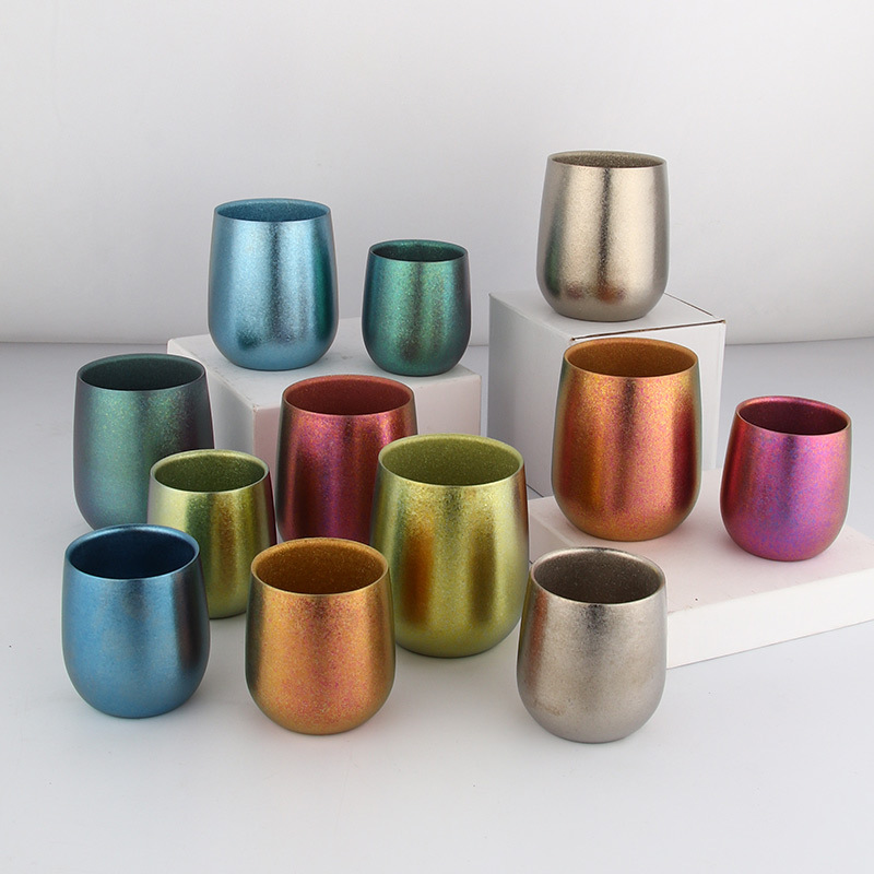 Cross-border wholesale pure titanium travel mug with colorful ice flower design, outdoor beer cup, camping outdoor titanium cup, office coffee