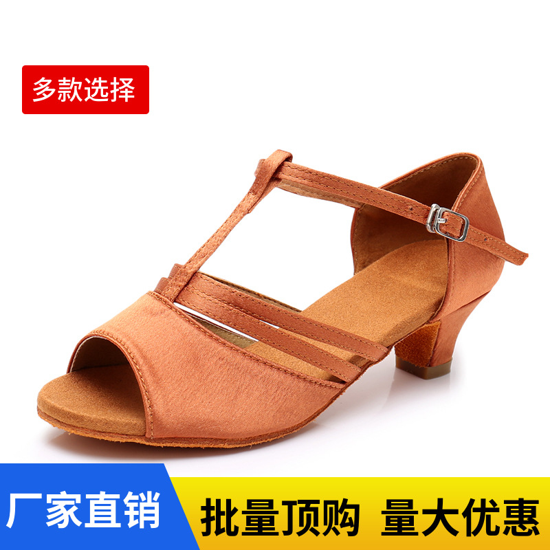 Latin Dance Shoes Women's Fine Heel Ballroom Dance Soft Sole Practice Shoes Children's Dancing Adult Cha Cha Dance Shoes Beginner