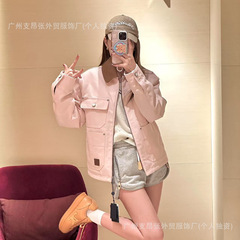 驴家高品质25秋冬粉色联名工装夹克外套棉服牛仔时尚百搭1v情侣款