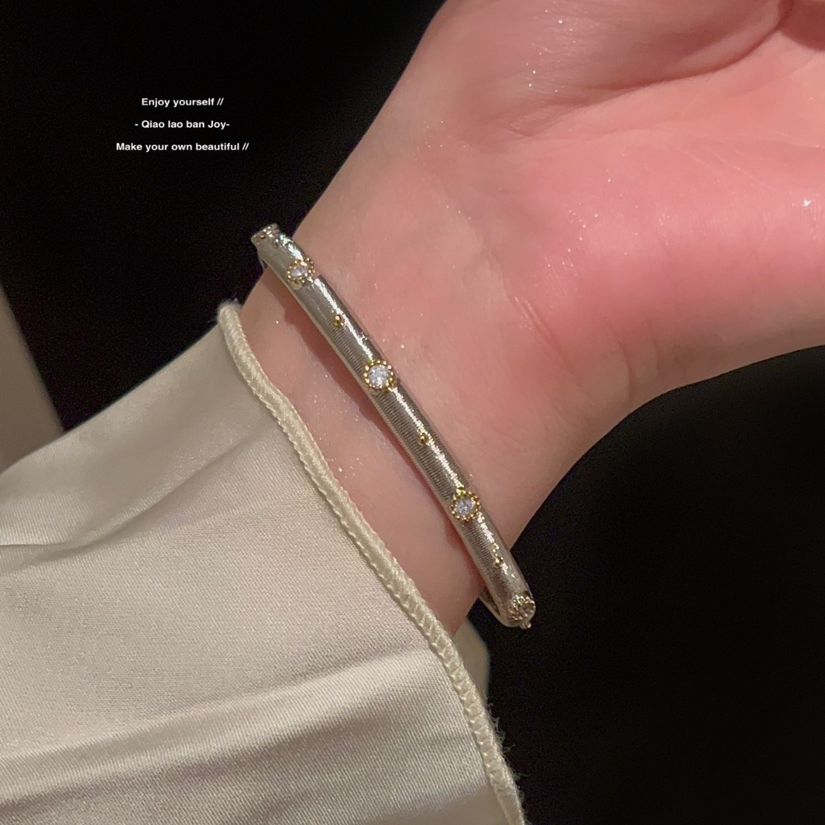 Silver Zircon Thin Bracelet