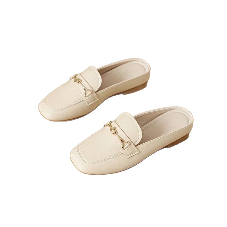 Zapatillas muller de cuero suave 2026 nuevas zapatillas de verano de zapatillas de estilo perezoso con sola plana