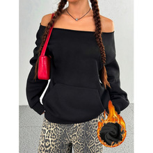 I 13303 Off shoulder crew neck hoodie һ�ּ�Բ�����¿羳